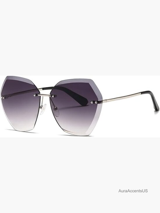 Oversized Rimless Diamond Gradient Sunglasses UV400
